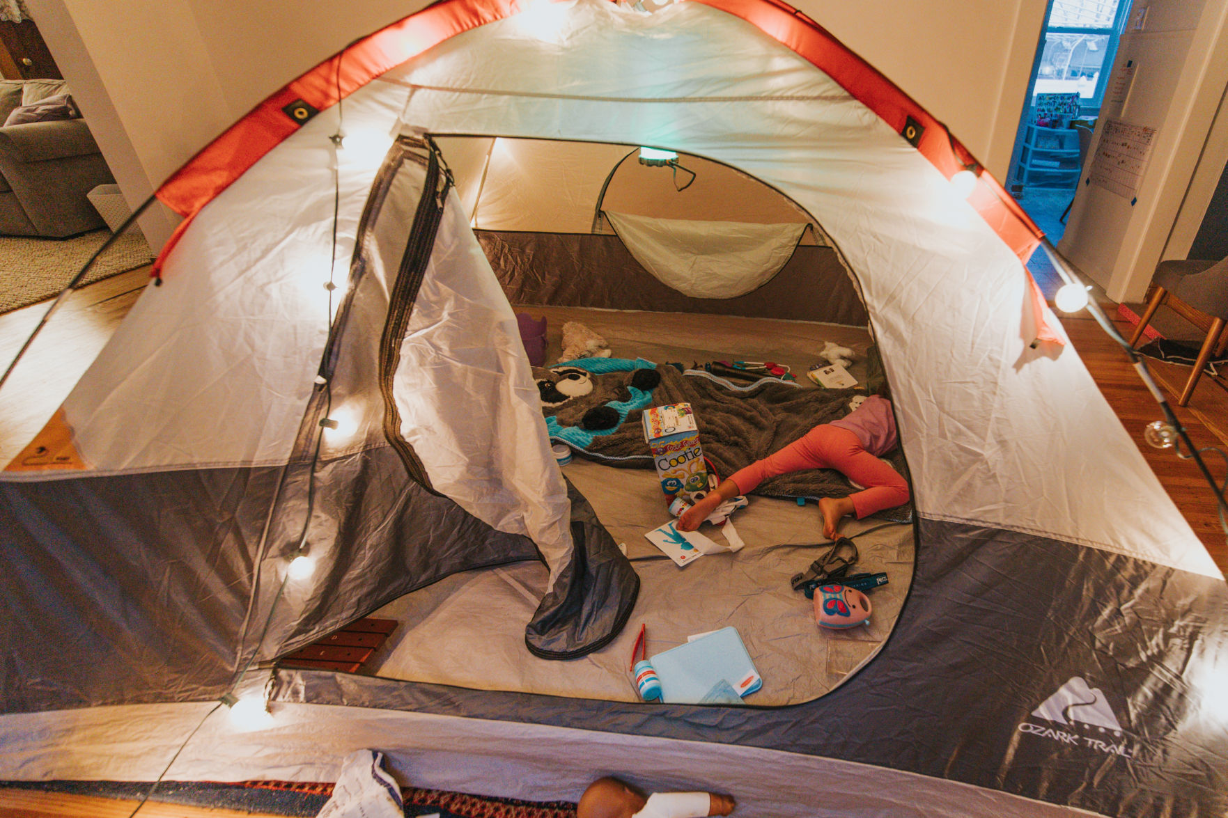 A week straight of rain in April meant tent camping in the dining room.